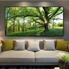 Художественный пейзаж, картина маслом с изображением рождественской елки с изображением зеленых листьев и холст картины Плакаты и принты домашний Гостиная украшения картина