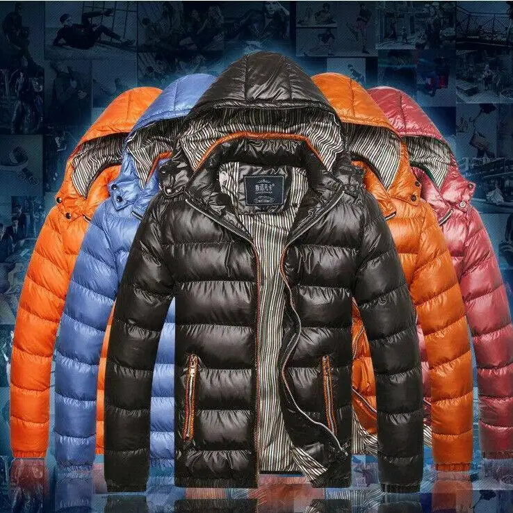 

Mens Warmer Quilted Duck Down Padded Bubble Puffer Jacket Coat Parka Overcoat