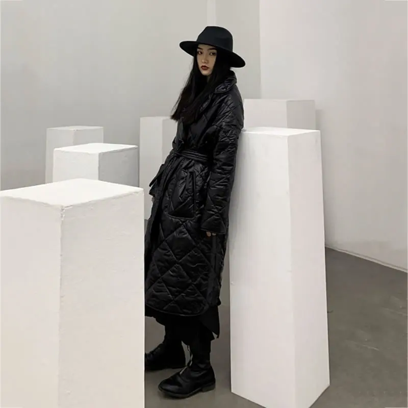XITAO модная черная парка с широкой талией новинка 2019 зимнее Бандажное Элегантное