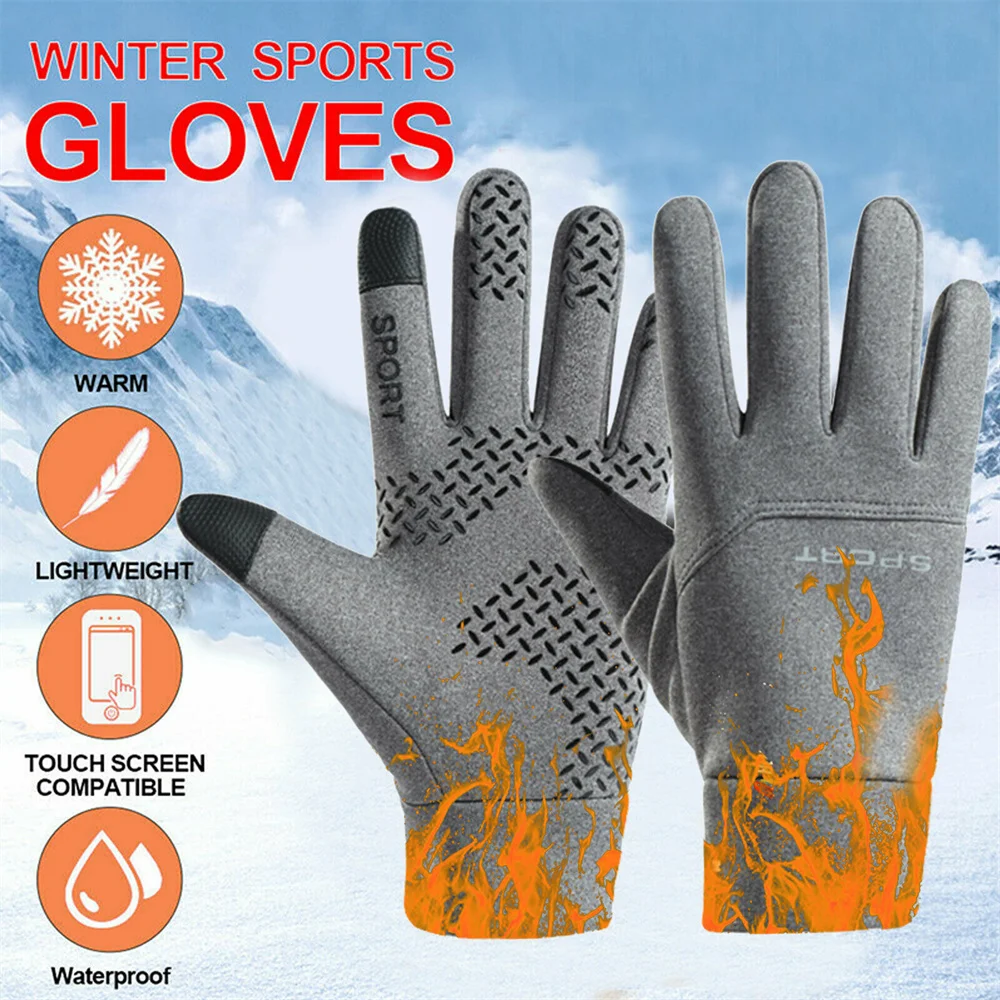 

Autumn Winter Outdoor Sports Warm Gloves Non-Slip Mobile Phone Touch Screen Finger Cot Waterproof Gloves Black Gloves Men Female