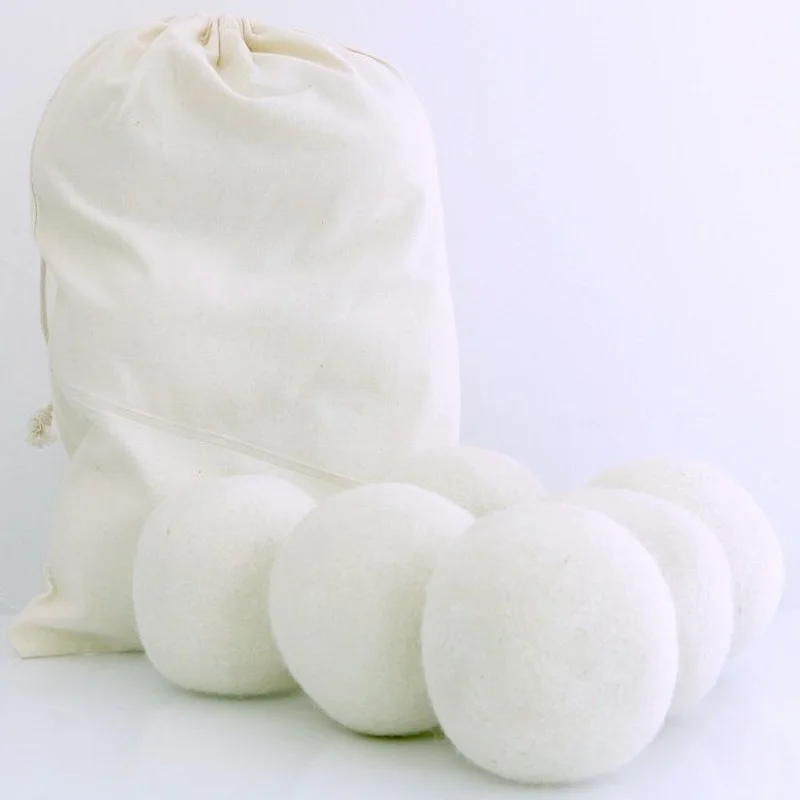 

6 PCS/LOT Handy Laundry Sheep Wool felt Dryer Balls Laundry Balls & Discs Natural Reusable 6PCS With Cloth Bag 6 CM