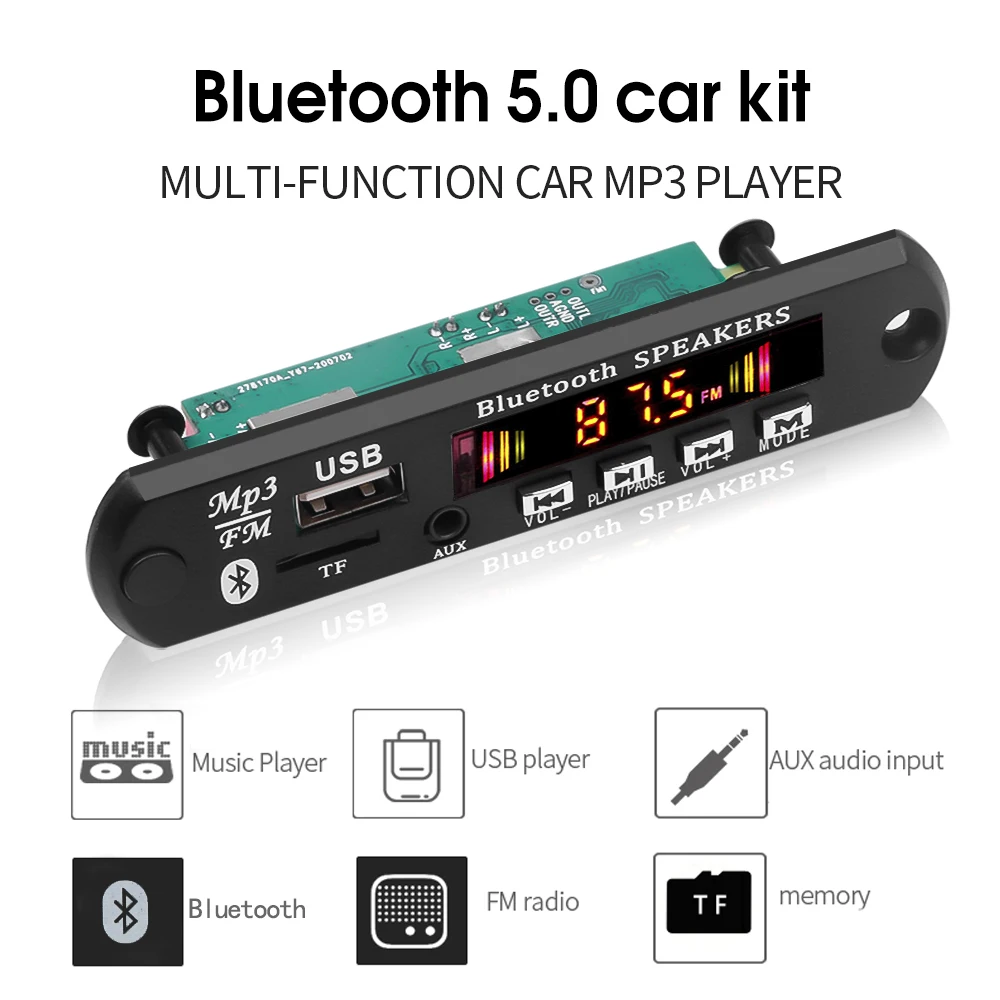 Kebidu Bluetooth 5 0 приемник автомобильный комплект MP3 jx 019bt 12 В цветной экран с звонком