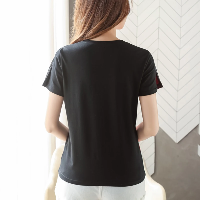 

BOBOKATEER Fashion Cotton T Shirt Mujer Camisetas Plus Size Short Sleeve Woman Clothes O-Neck Tee Shirt Femme T-shirty Damskie