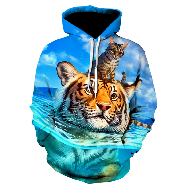 

3D Print Tiger Animal Cool Funny Hoodies Sweatshirt Men Long Hoodie Male Sweatshirts Harajuku Fashion Hoodie 2021 Newest