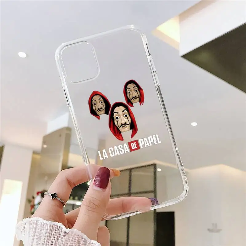

Money Heist paper house Phone Case Transparent for iPhone Samsung xiaomi 11 12 6 7 8 9 20 Pro X Max XR Plus mobile bags