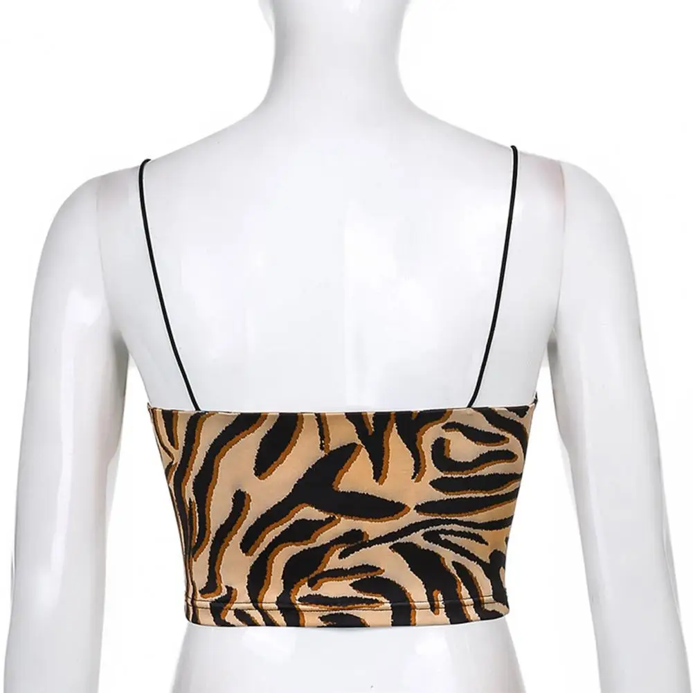 

Summer Sexy Vest Leopard Pattern Shirring Spandex V-neck Hollow Vest for Beach