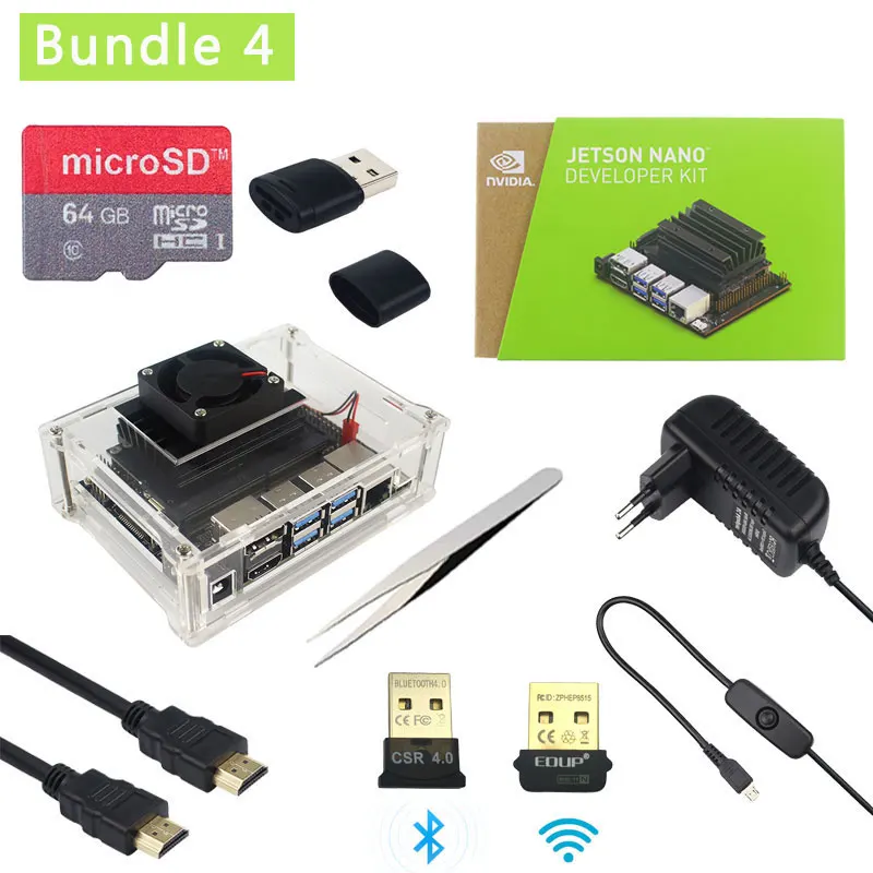 Комплект 5 NVIDIA Jetson Nano Developer Kit Cortex-A57 1,43 ГГц 128-core Maxwell GPU Акриловый Чехол | вентилятор | адаптер питания | sd-карта | HDMI - Комплект: Комплект 5