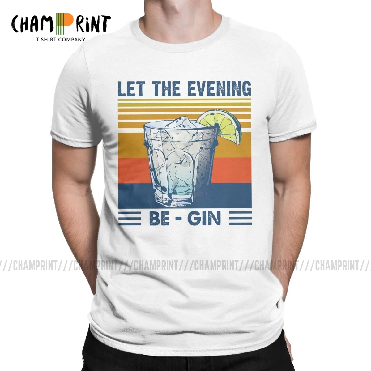 Мужские футболки Let The Evening Be Gin Martini Cocktail Забавные с коротким рукавом винтажные