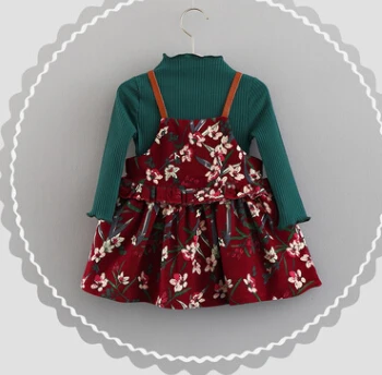 Осенняя одежда для маленьких девочек 2 предмета однотонный топ с длинными