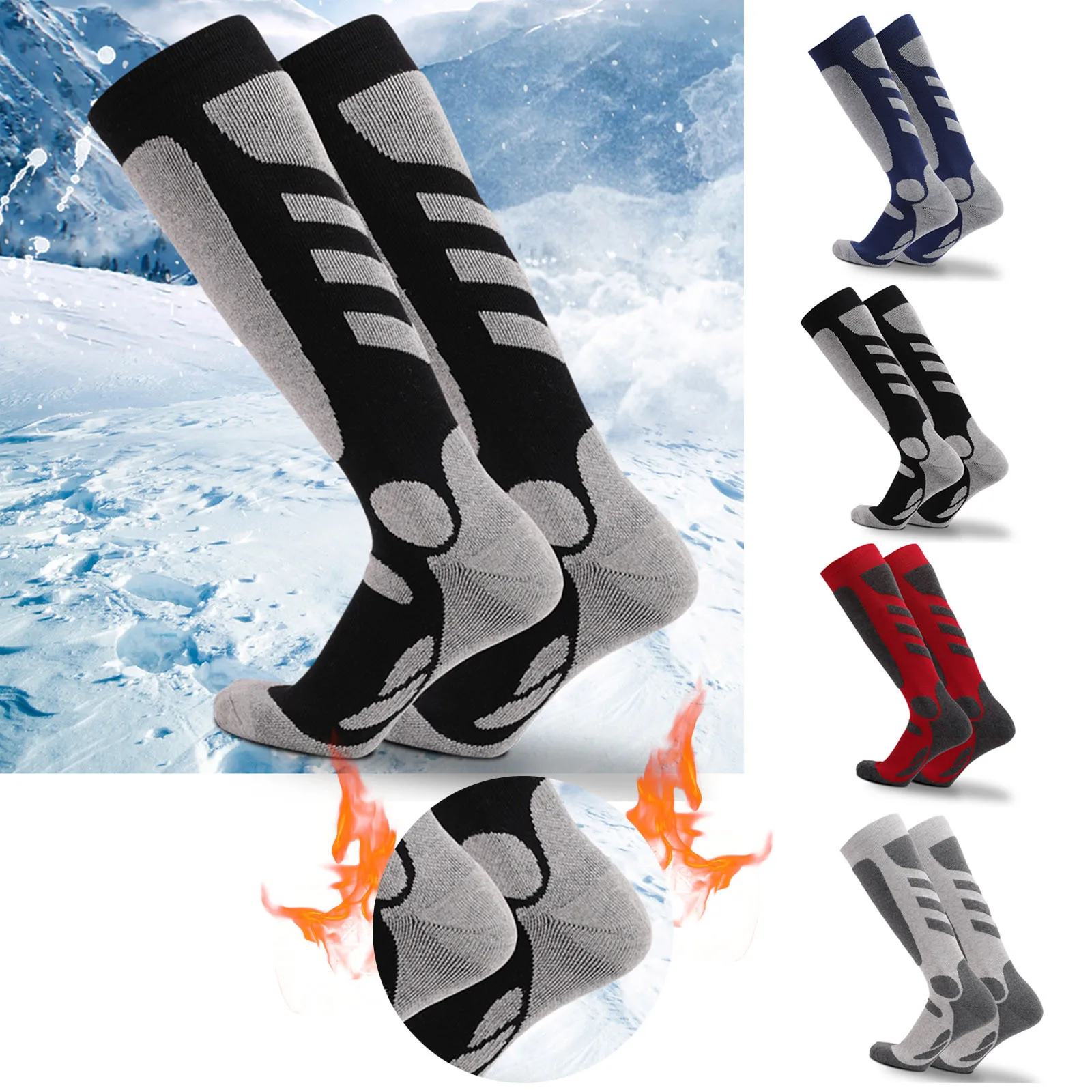 

Ski Socks Thick Cotton Sports Snowboard Cycling Skiing Soccer Socks Men Women High Elastic Thermosocks Gym Warm Thermal