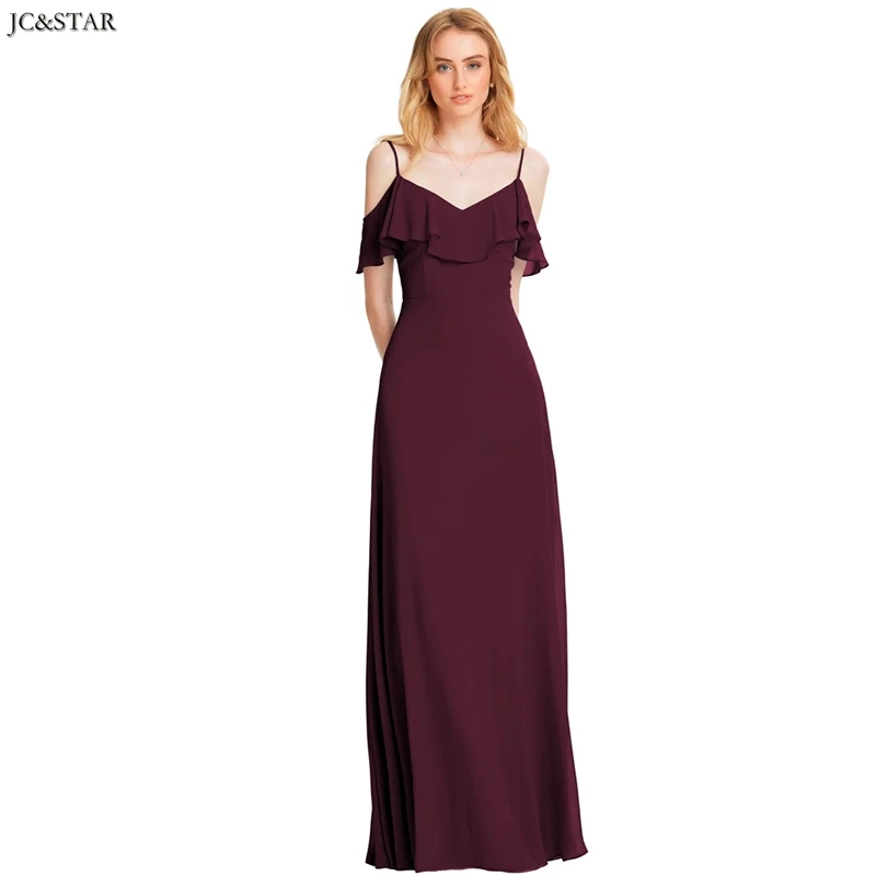 Шифоновое платье подружки невесты ТРАПЕЦИЕВИДНОЕ длинное в богемном стиле с