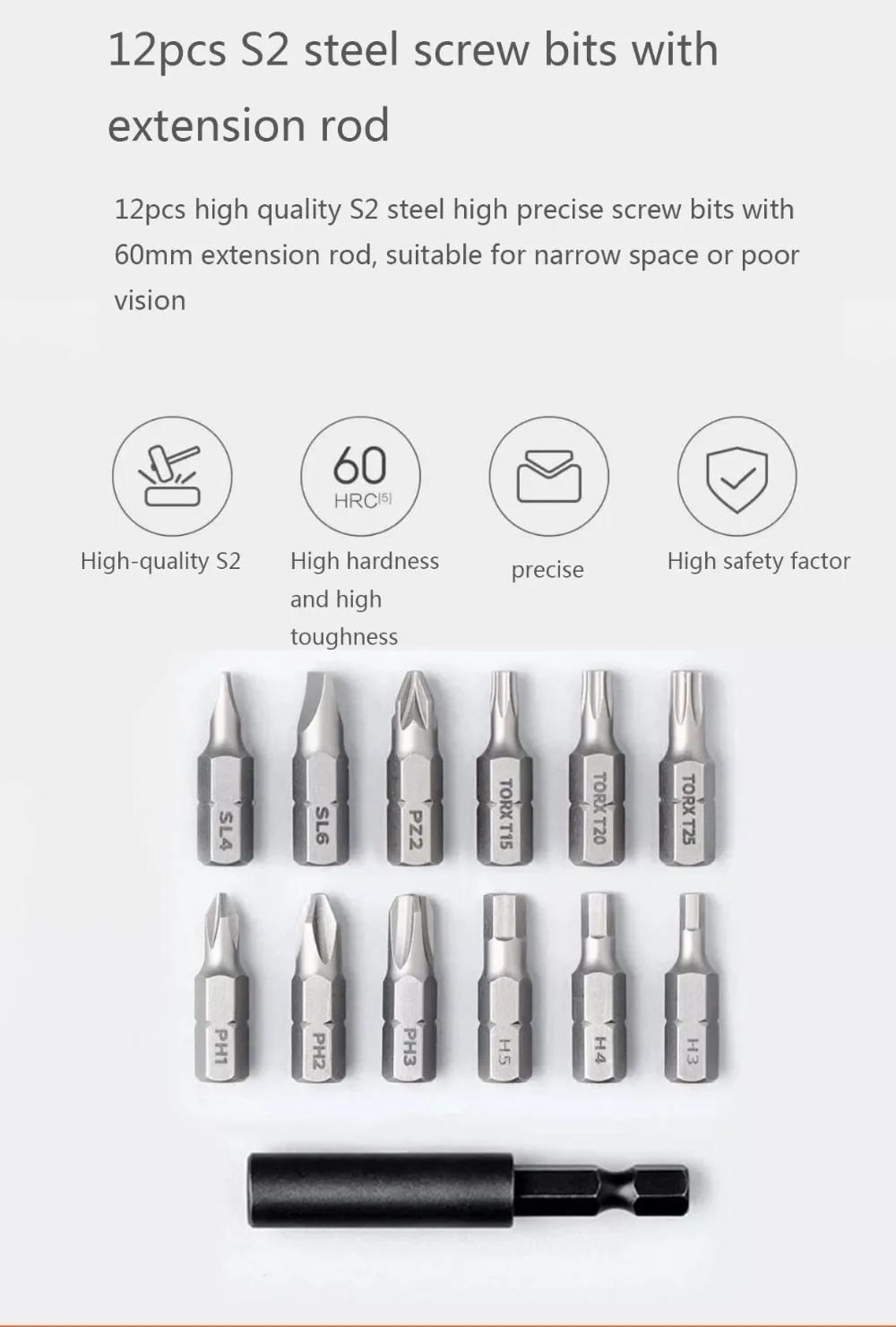 Xiaomi отвертка Беспроводная перезаряжаемая отвертка 3,6 V 2000mAh Li-Ion 5N. m электрическая отвертка с 12 шт S2 Биты для отвертки