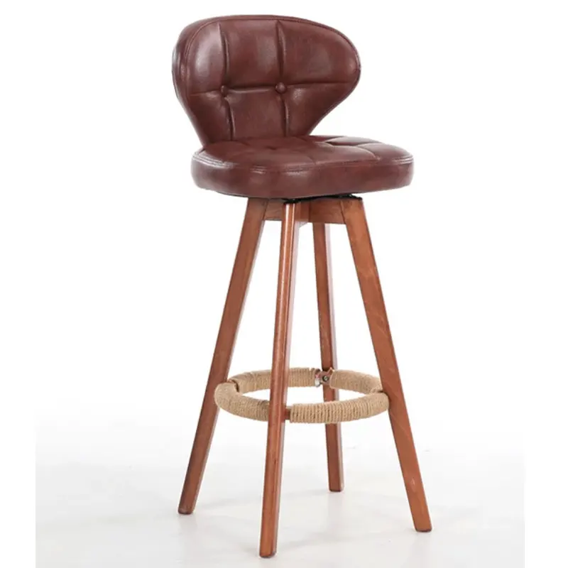 Скандинавский Ретро вращающийся барный стул из твердой древесины высокий бар