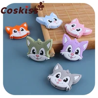 coskiss 5pcs silicone beads baby teether necklace diy making fox animal food grade bpa free rodent accessories