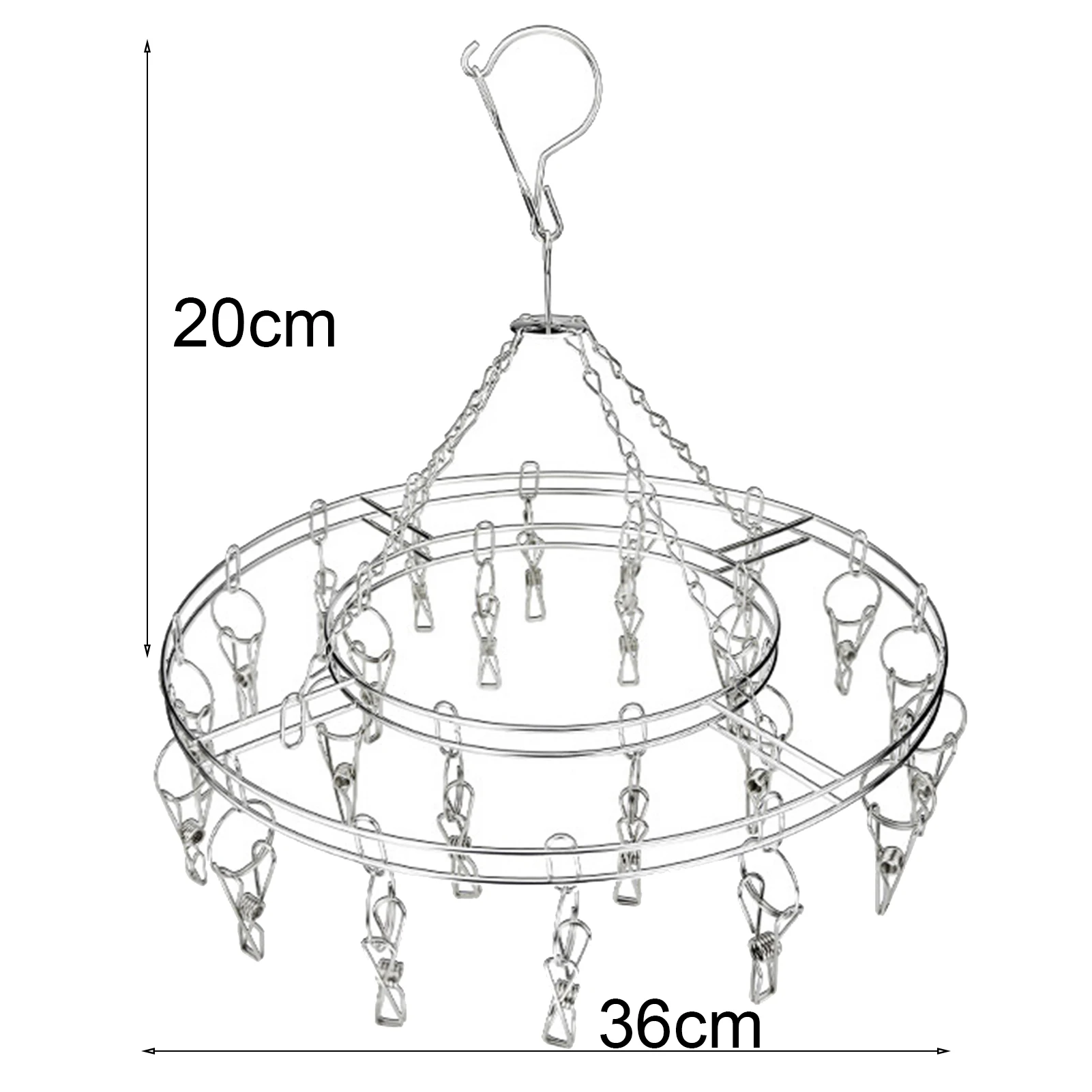 Круглая вешалка для носков из нержавеющей стали сушки нижнего белья с 20 зажимами