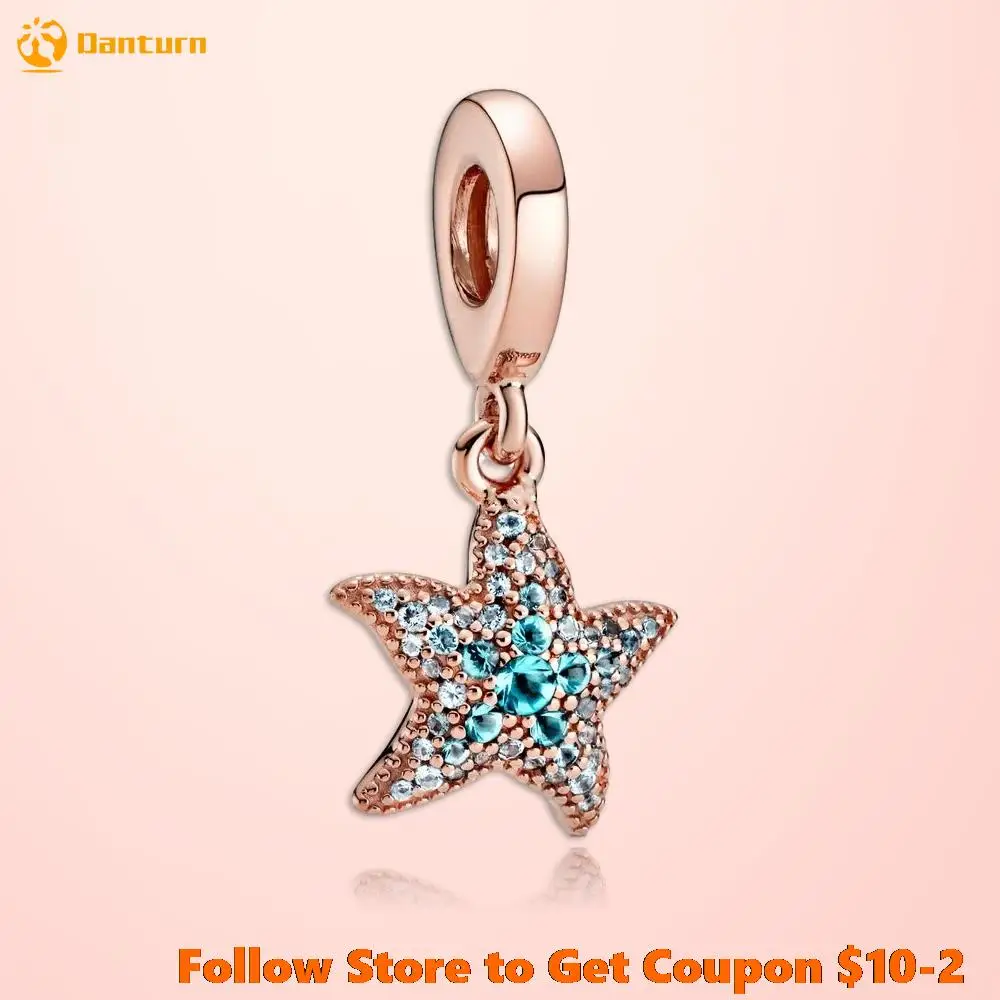 

Danturn 925 Sterling Silver Beads Sparkling Starfish Dangle Charm Compatible With Original Pandora Bracelets Women DIY Jewelry