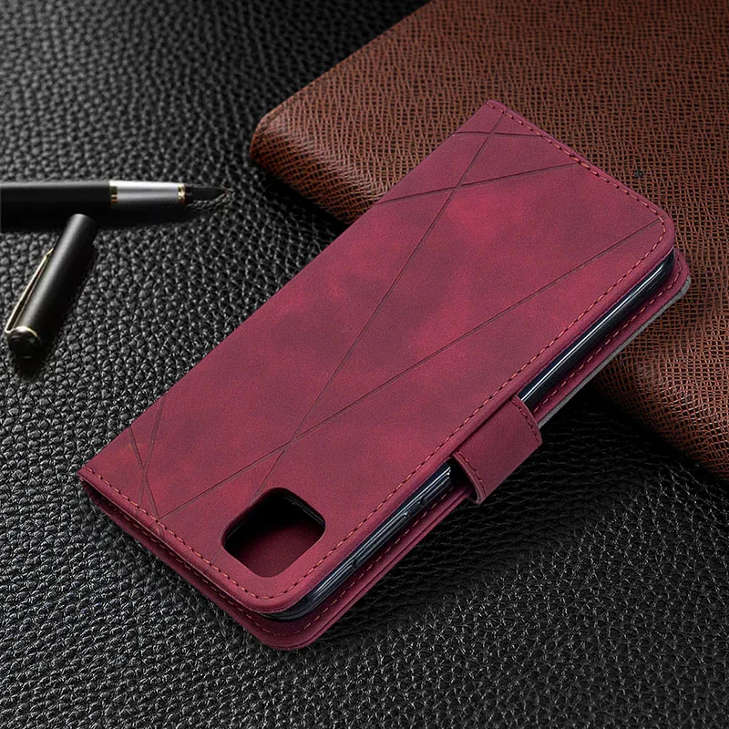 

Holster Rhombus Streak Leather Flip Wallet Phone Funda Case For Huawei P40 P40 Lite P40 Pro P Smart 2020 Huawei P30 Lite Nova4E