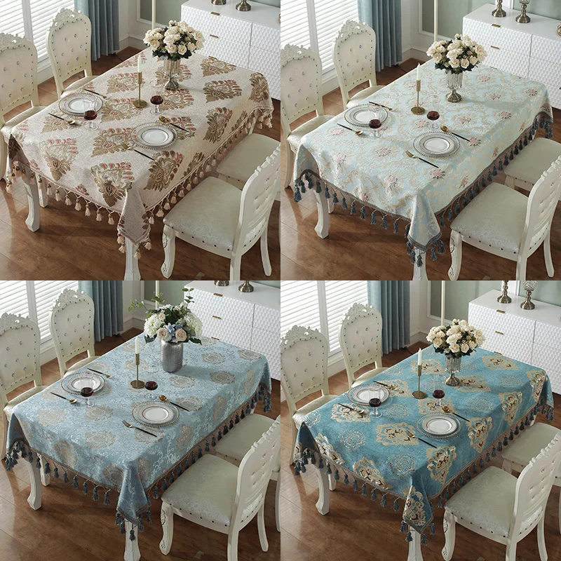 

European Chenille Hanging Spike Table Cloth Thicken luxury Tablecloths Household Rectangular Cover Cloth Dustproof Custom Decor