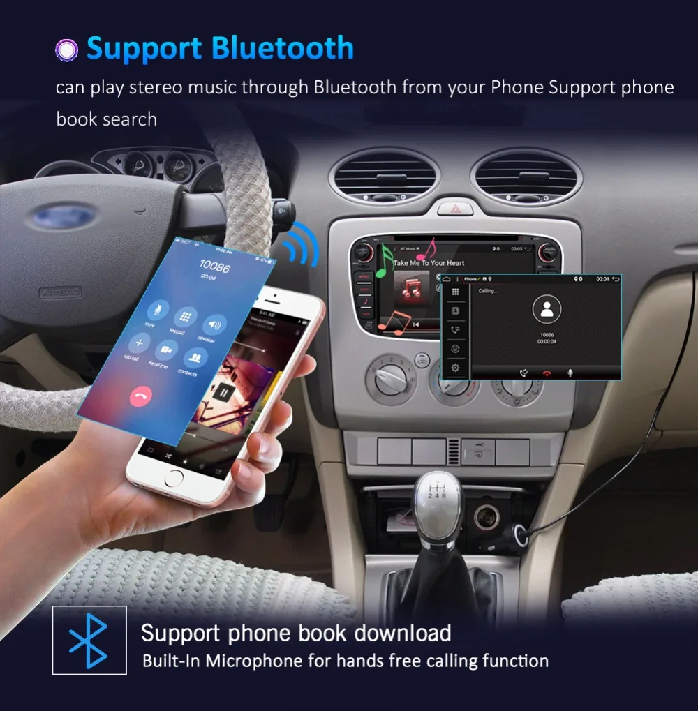 Android 9 gps автомагнитолы 2 Din Автомобильный мультимедийный плеер 7 ''аудио dvd-плеер для Ford/Focus/S-Max/Mondeo 9/Galaxy yc-Max PX6 4G 64G
