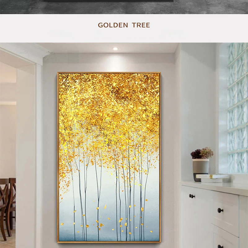 

Large Size Hand Painted Oil Painting On Canvas Gold Yellow Tree Modern Home Decor Abstract Wall Art Picture For Living Room Gift