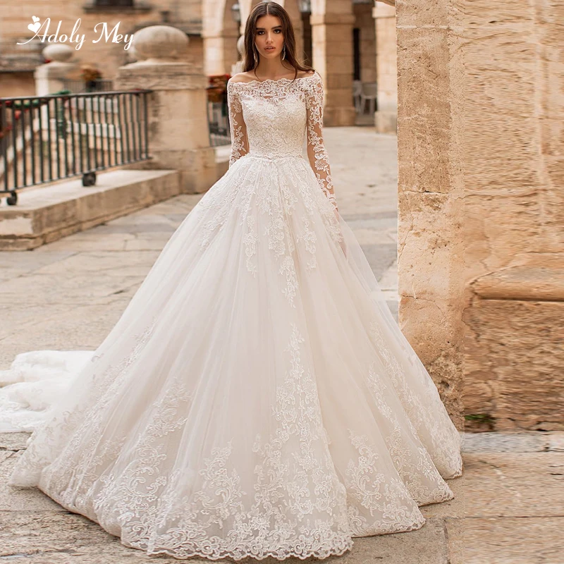 Романтическое женское свадебное платье Adoly Mey с длинным рукавом а силуэт