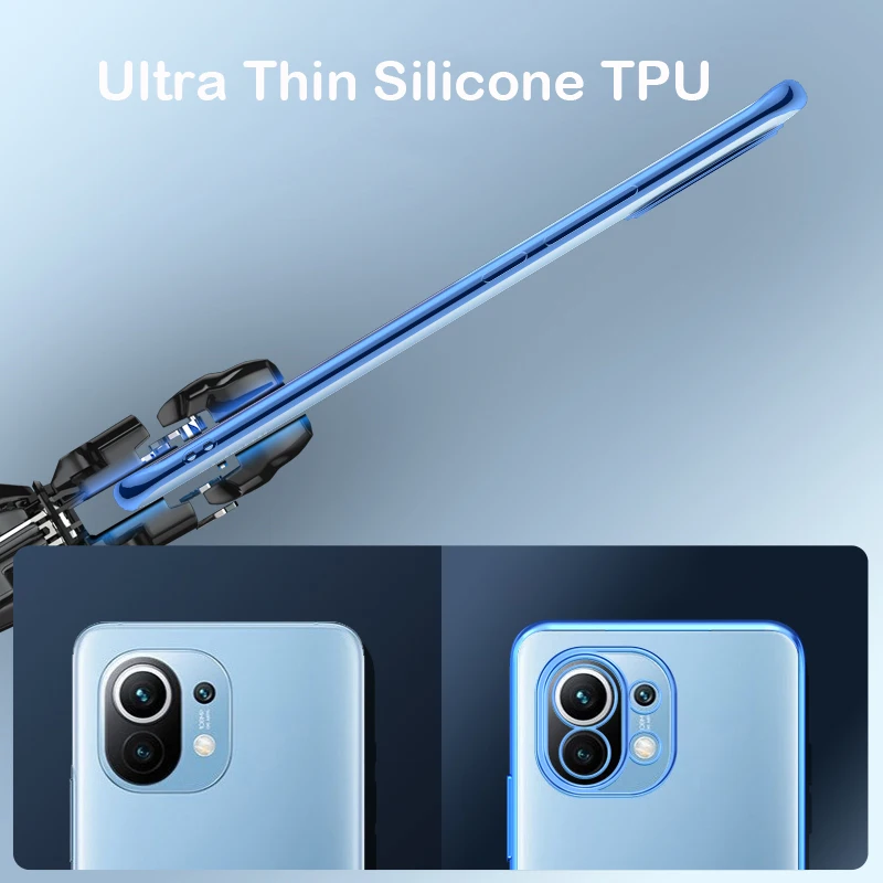 

Plating Frame Clear Phone Case For Xiaomi Mi 11 5G Luxury Case Transparent Soft TPU Silicone Full Camera Lens Protector Cover