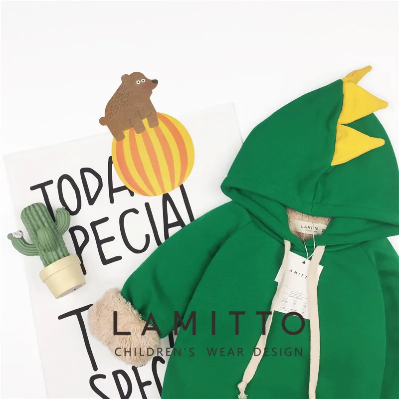 Tonytaobaby новый зимний стиль для мальчиков и девочек плюшевый динозавр с капюшоном