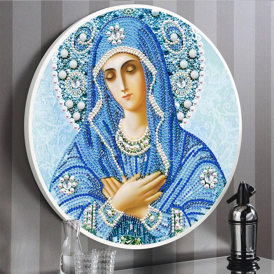 Shirliben Алмазная картина в круглой рамке, картина с кисточками, Фреска, полностью частичная картина в виде животного, павлина, совы, пейзажа, Алмазная мозаика с рамкой