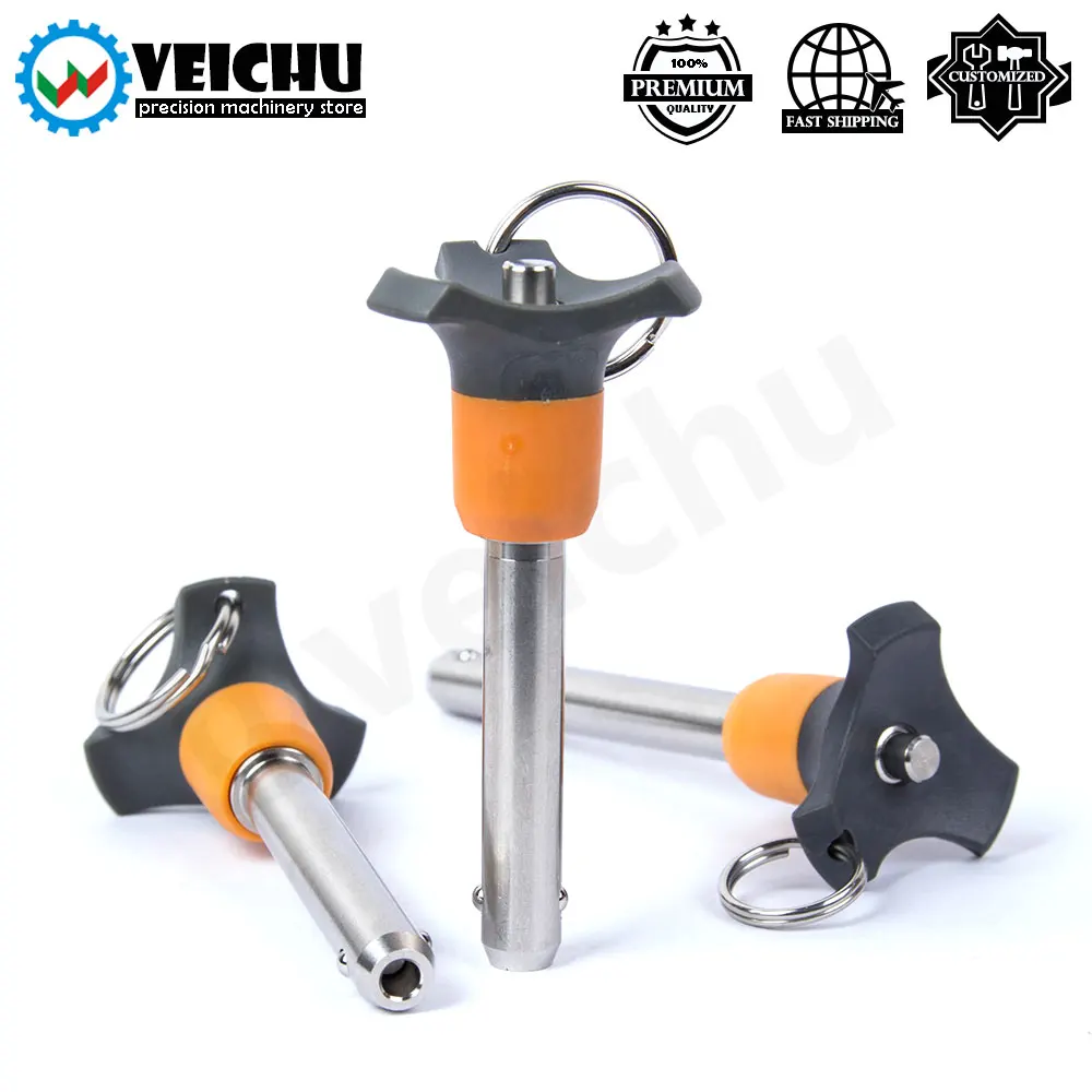 

VCN120 1pcs Plastic Knob Quick Release And Fasten Pins Self-Locking Ball Lock Pins Detent Pin With Button Handle