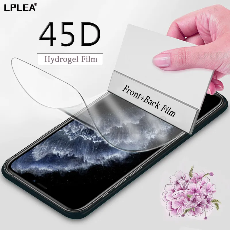 45D Защитная пленка для передней и задней панели Гидрогелевая iPhone 8 7 Plus 11 Pro XR XS X Max 6