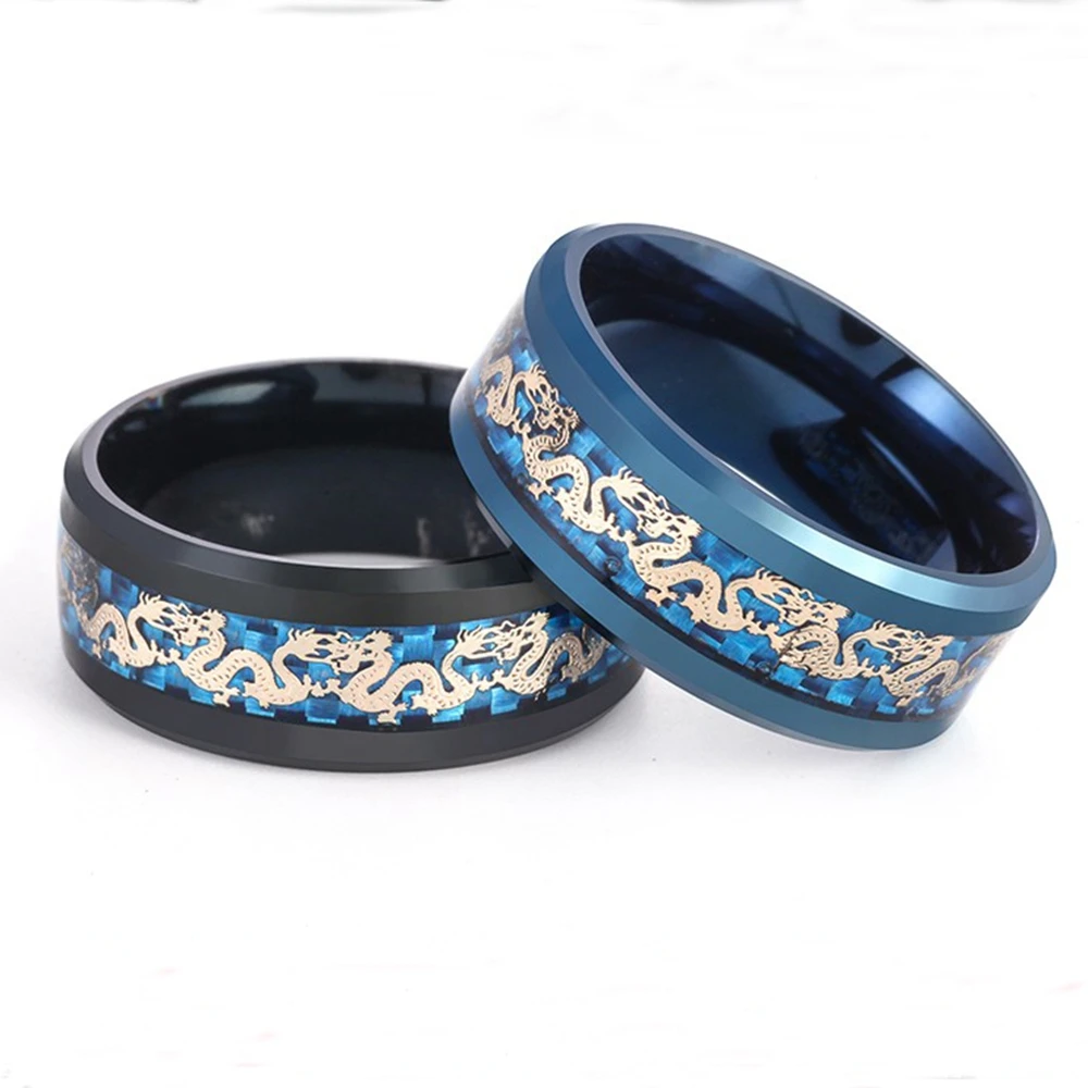 Импортные товары кольца из углеродного волокна с драконом мужские 100%