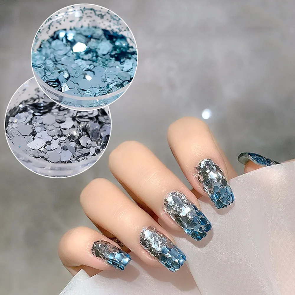 

Nail Mermaid Glitter Flakes Sparkly Holographic Mix Laser Hexagon Colorful Sequins Spangles Polish Manicure Nails Art Decoration