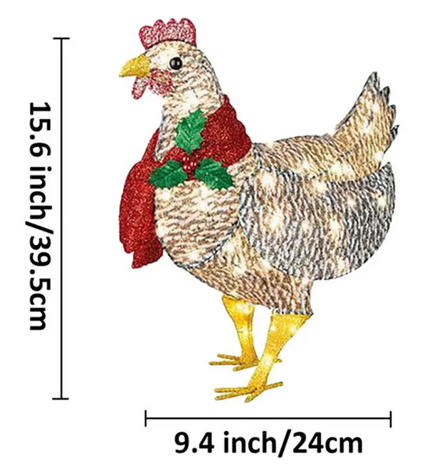Рождественская светящаяся курица с шарфом-фонариком украшение для курицы