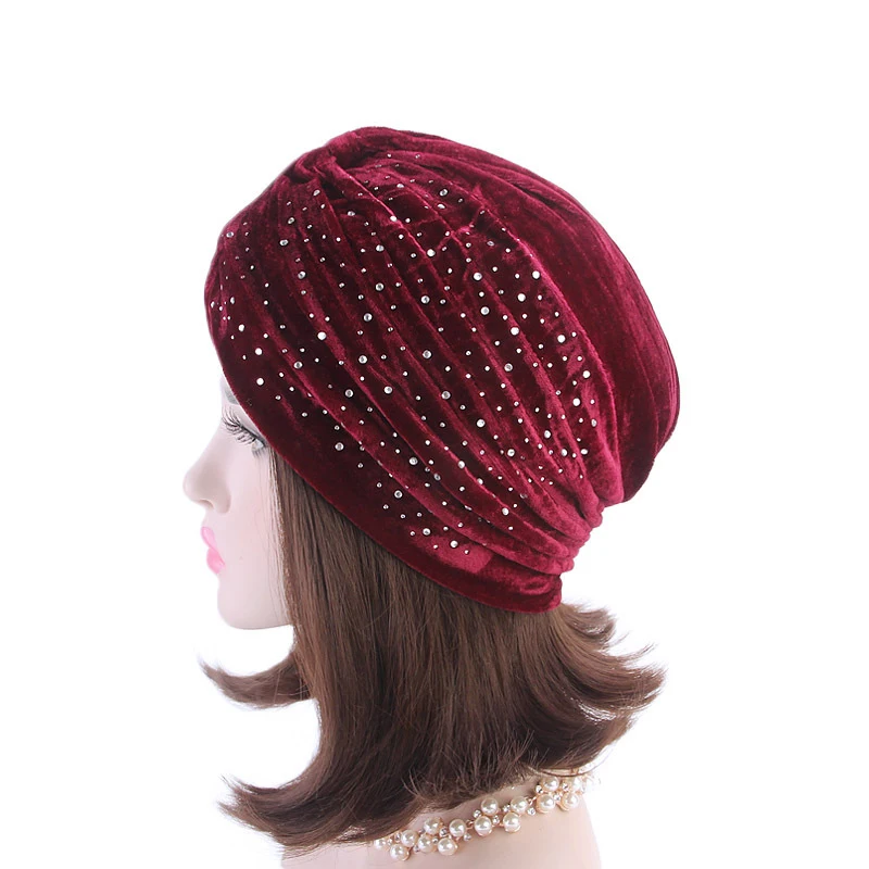 2019 Женский бархатный тюрбан шапка мусульманский хиджаб шарф повязка на голову