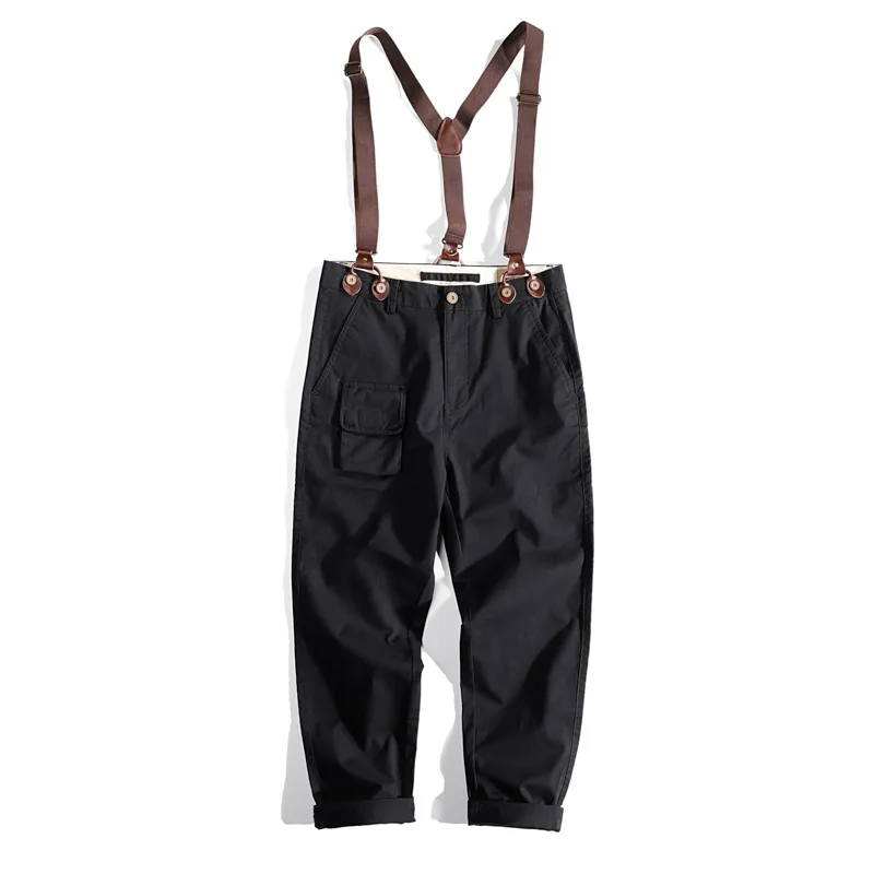 

American overalls men's fashion brand ins suspenders spring casual pants men's Korean fashion Khaki suspenders men's