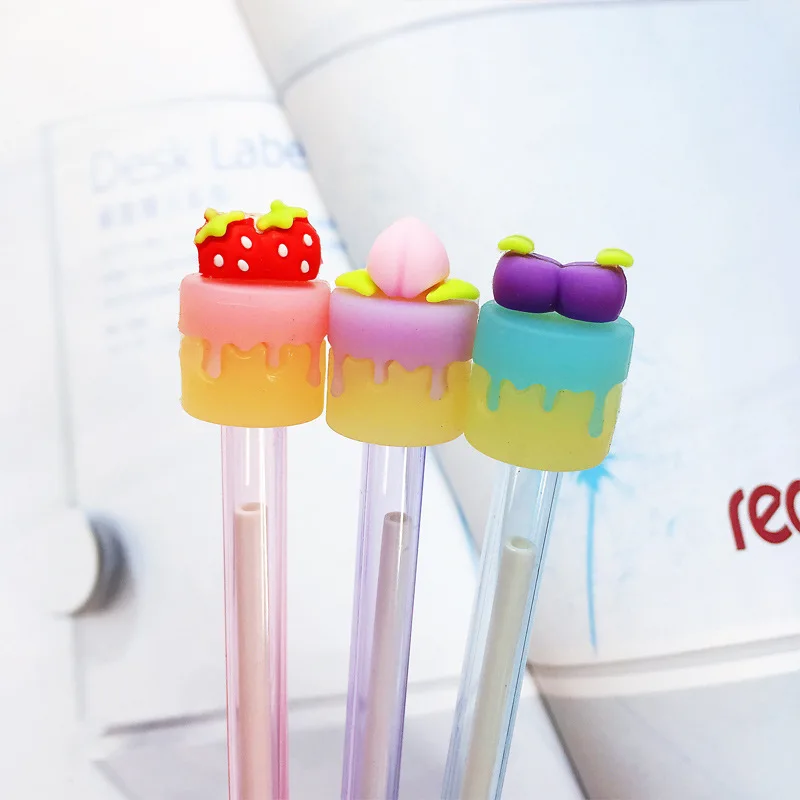1 Piece Lytwtw's cute kawaii Korean Creative Lovely Fruit Cake Office School Gel Pen Stationery sweet pretty Strawberry | Канцтовары