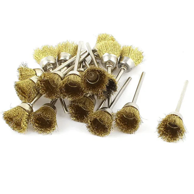 

100pcs 15mm Bowl type Wire Brass Brush Brushes Wheel Dremel Accessories for Rotary Tool
