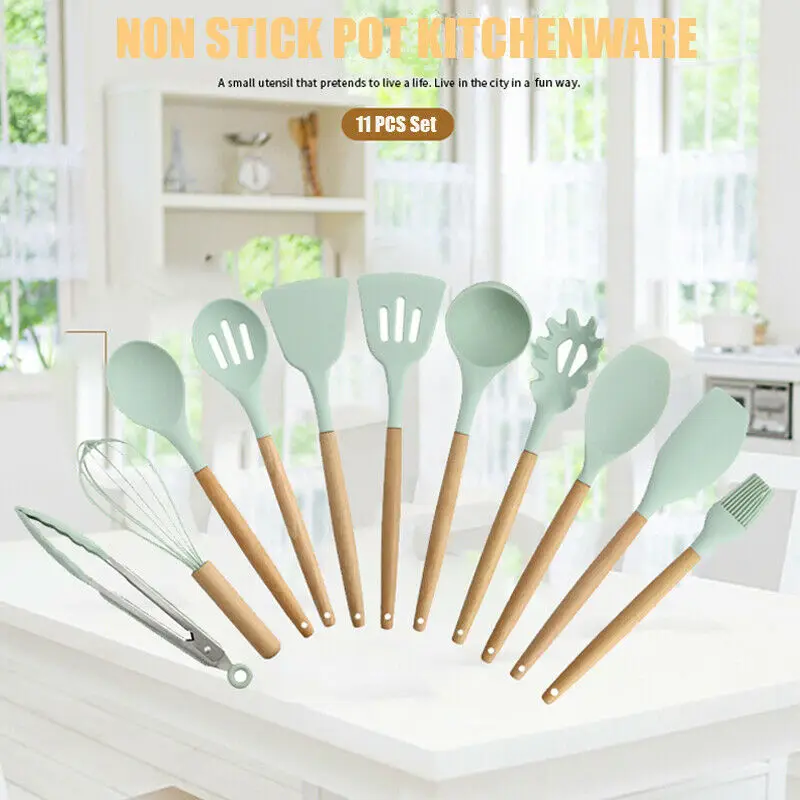 Новинка 2020 кухонная посуда или бар деревянная ручка силикон набор для