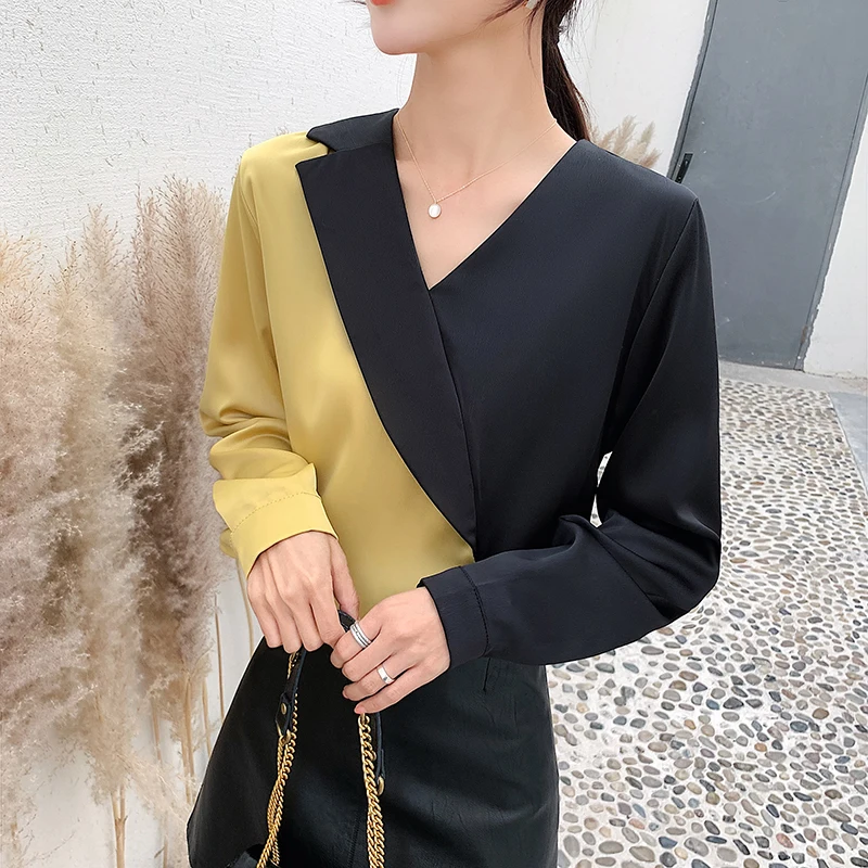 COIGARSAM корейский стиль блузка для женщин новинка весны Офисная Леди длинный рукав