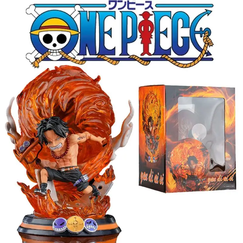 Аниме Слитная мини-статуя Луффи 16 см Ace Fireball Ver. Экшн-фигурка из ПВХ коллекционная