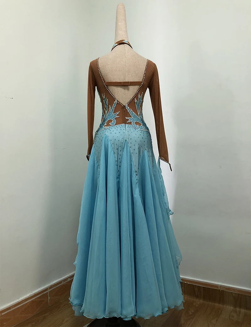 

Long Sleeve Ballroom Competition Dance Dresses Women Advanced Modern Waltz Dancing Dress Adult Standard Ballroom Dance Skirt