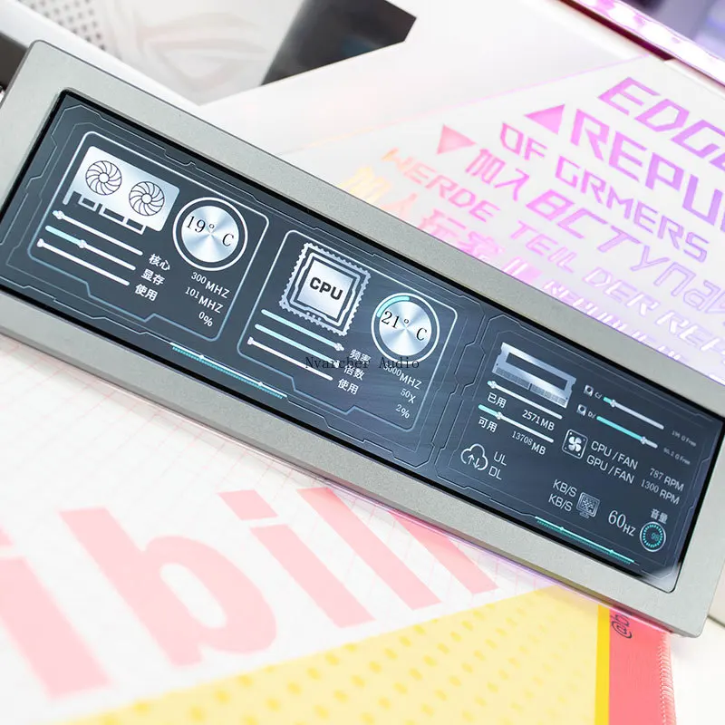 

8.8 inch 1920*480HD IPS Temperature Control Dynamic Display Desktop AIDA64 Adjustable Brightness For Raspberry Pi Computer