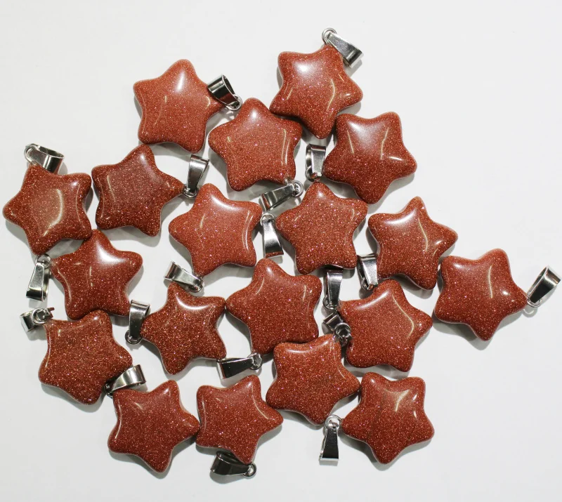 Оптовая продажа 24 шт. подвеска из натурального камня авантюрин пентаграмма