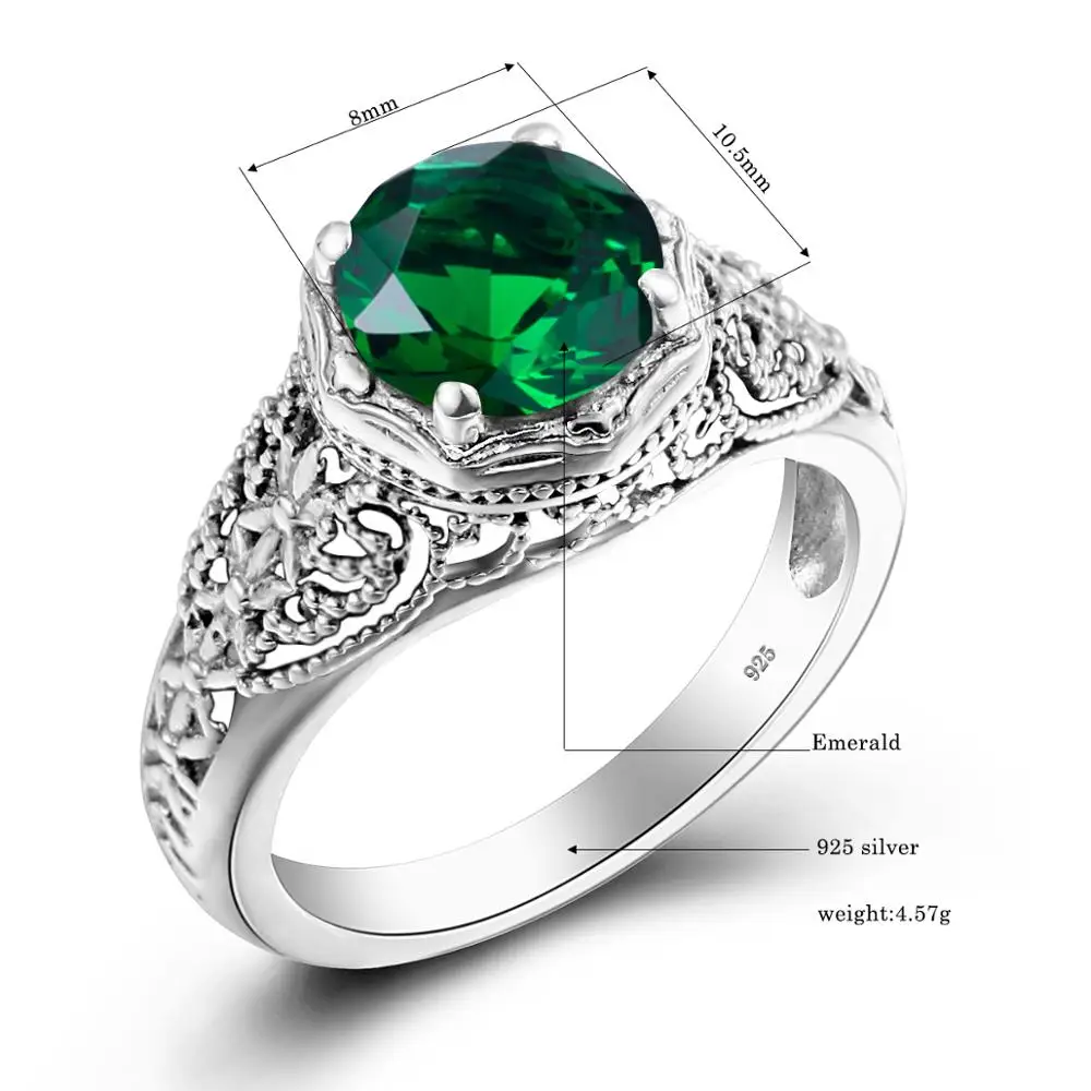 Ювелирное изделие для помолвки свадьбы зеленый изумруд кольца женщин 925