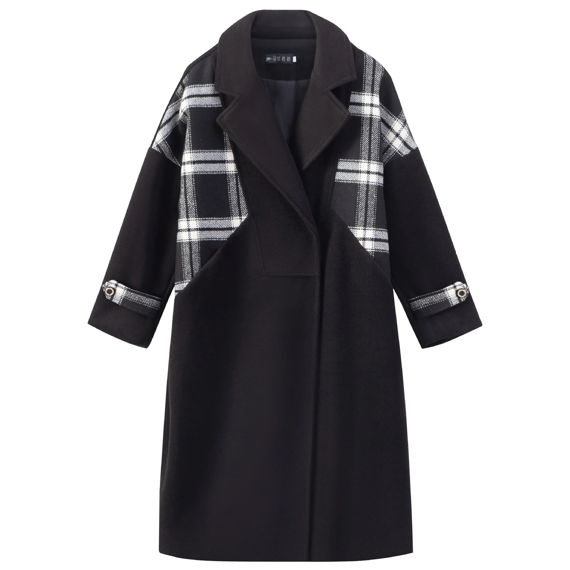 

Plaid Small stitched woolen coat for women fall / winter 2020 new French style black cape coat fashion