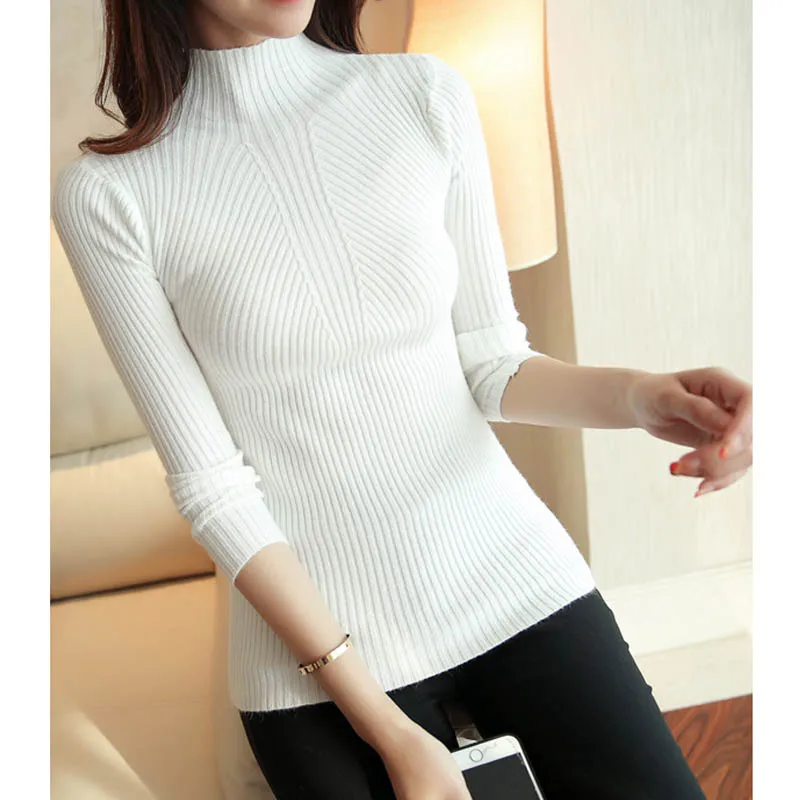 NORMOV Autumn Winter Turtleneck Sweater Women 2019 Solid Knitted Pullovers Long Sleeve Femme Casual 5 Color | Женская одежда