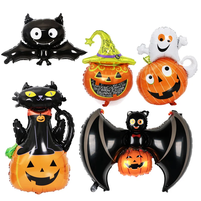 

Halloween balloon pumpkin bat black cat ghost pumpkin balloon easter party decoration aluminum foil balloon children toy