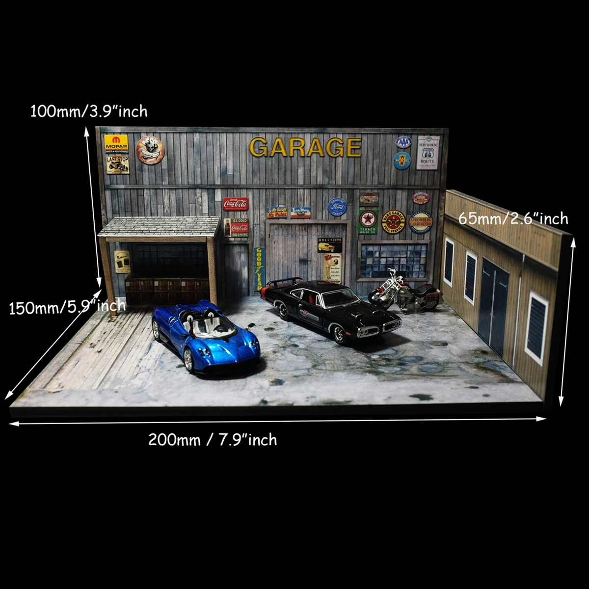 

1:64 Car Model Diorama American Garage Scenery Parking Lot Scenery House Eaves Diorama 1/64