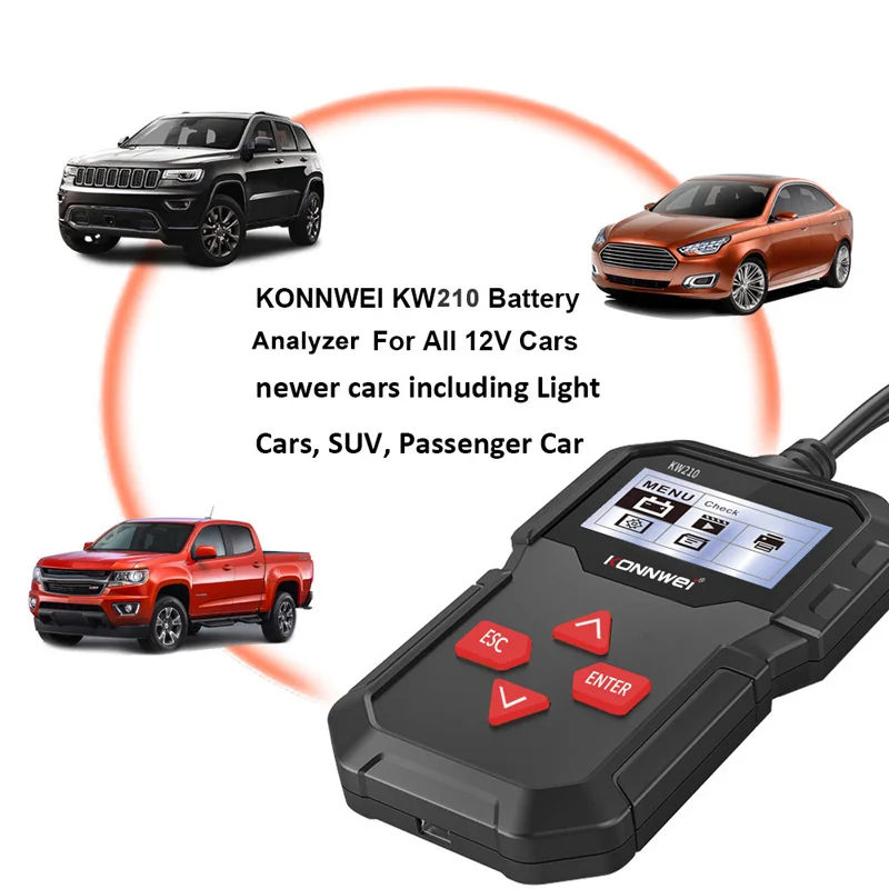 

KONNWE KW210 12V Smart Auto Car Battery Tester Car Battery Analyzer 100 to 2000CCA Car Battery Tester for Vehicles