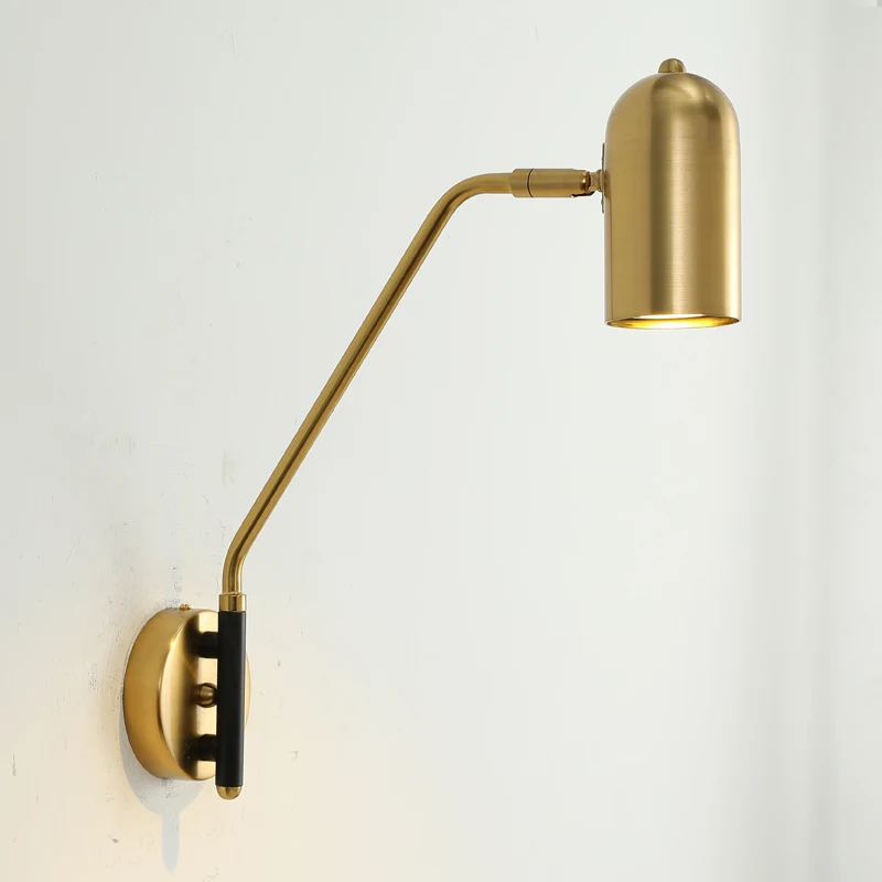 Прикроватный светильник простой Регулируемый Настенный золотого цвета для